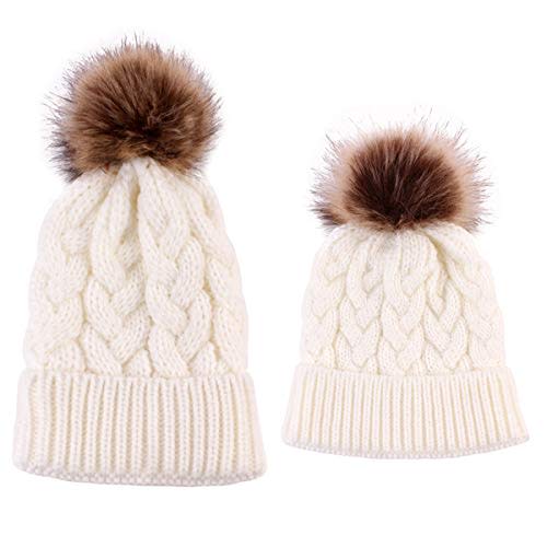 Yinuoday 2PCS Mother&Baby Hat Parent-Child Hat Family Matching Cap Winter Warmer Knit Wool Beanie Ski Cap