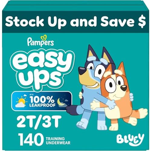 Pampers Training Pants - Easy Ups Boys & Girls Bluey - Size 2T-3T, 140 Count, Children's Potty Underwear (Packaging May Vary)