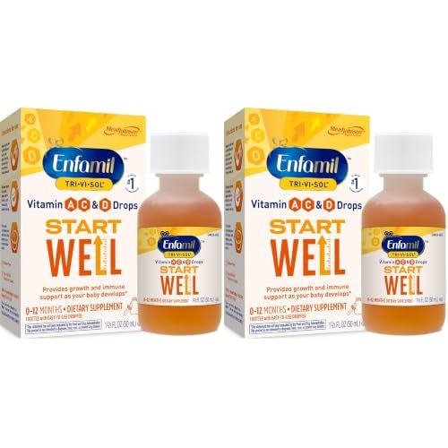 Enfamil Tri-Vi-Sol Infant Multivitamin Drops, Baby Vitamins, 50mL, 2-Pack | Supports Growth & Immune Health for Babies, Daily nutrition support, baby multivitamin drops