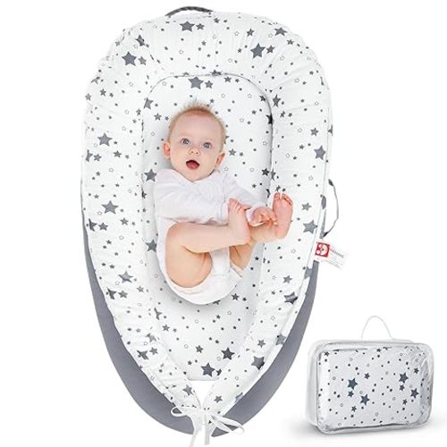 Infant Lounger/portable baby pod (Gray Stars)