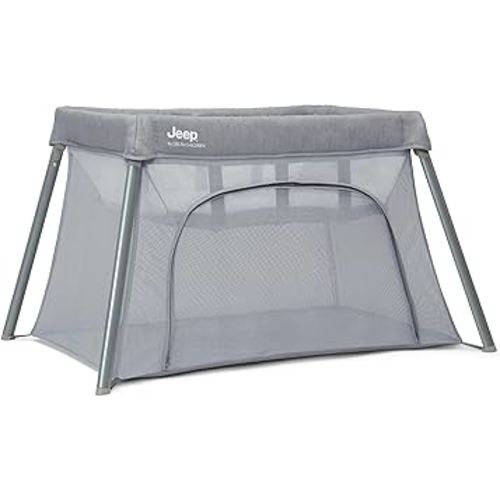 Jeep Horizon Compact Travel 2-in-1 Play Yard and Bassinet, Light Grey