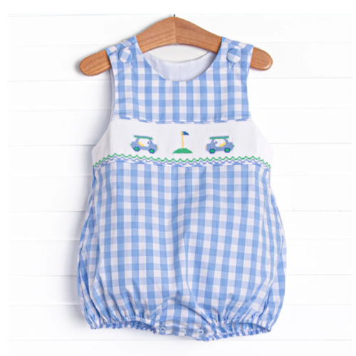 Country Club Cruisin' Smocked Bubble, Blue – Stitchy Fish
