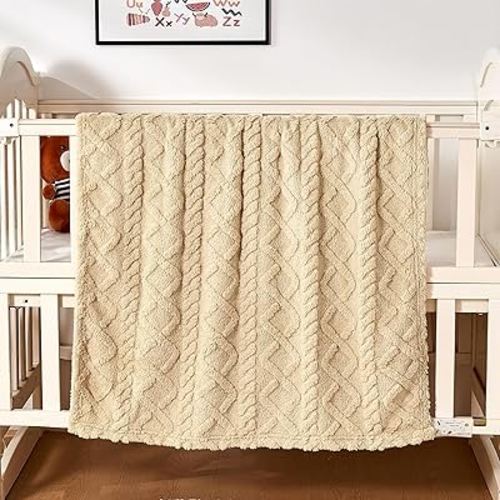 Yurhap Sherpa Baby Blanket, Soft Plush Fleece Baby Blankets for Boys Girls | Soft Baby Boy Blankets for Infant Toddler Newborn Gifts, Fluffy Baby Essentials, For Crib Stroller, 30"x40", Khaki