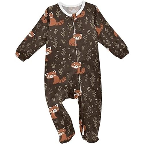 Plaaee Unisex-baby One-piece Footie,Cute Red Panda Zip Up Jumpsuit Footed Sleep and Play 3-24M