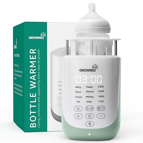 Grownsy Nutri Bottle Warmer with Innovative Auto-Lift Feature, Retain Fullest Nutrients Compact Baby Bottle Warmer, Fast & Even Heat, Always Right Temperature, Night Light for Nighttime Breastfeeding