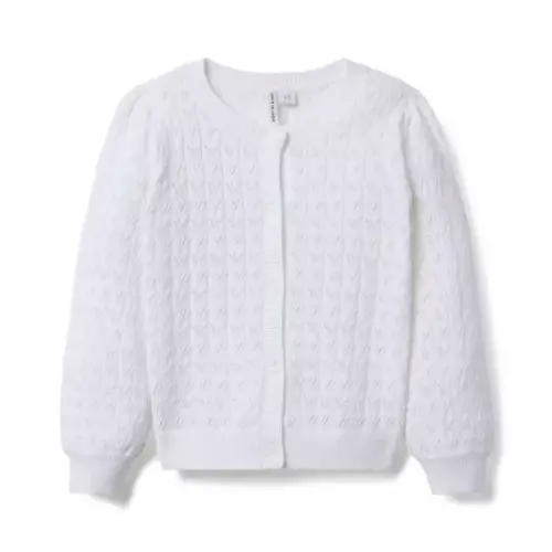 Girl White Pointelle Cardigan by Janie and Jack