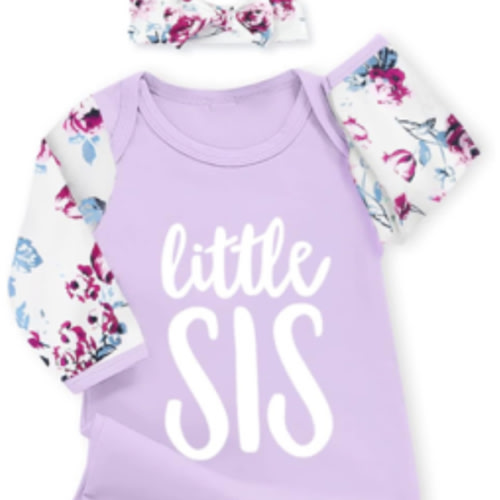 AMAWMW Newborn Baby Girl Little Sister Sleeper Gown Stripe Long Sleeve Nightgown Pajamas Gifts Stuff Essential Outfit