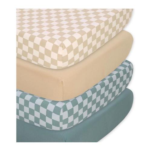 4pc The Peanutshell Organic Cotton Jersey Fitted Crib Sheets Check
 - Multi