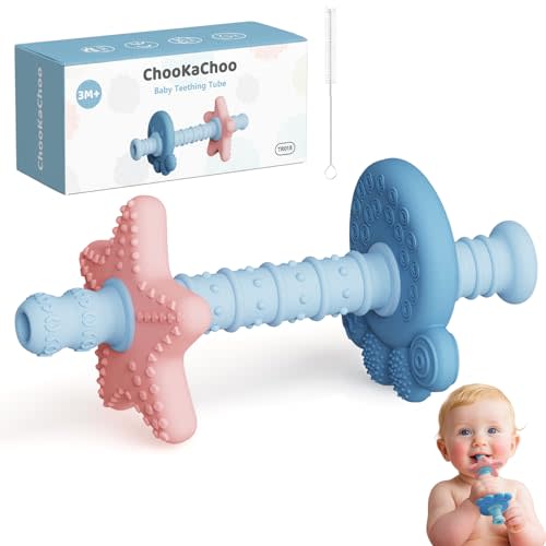 Baby Teething Toys for 3–12 Months, Food-Grade Silicone Hollow Tube Teether Stick, BPA-Free & Multi-Textured, Gum Massage, Sensory Development & Teething Relief, SeaBite