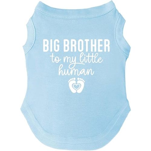 Big Brother to My Little Human Dog Tee Shirt | Sleeveless Breeds | Big Brother | New Baby | Pregnancy Announcement | Family Growing | Sibling Reveal |Light Blue, 2X-Large 167