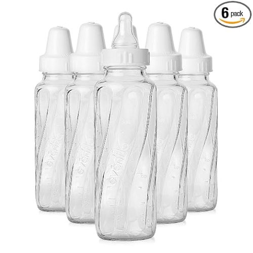Evenflo Feeding Classic Glass Twist Bottles, 8 Ounce (Pack of 6),Clear,1018611