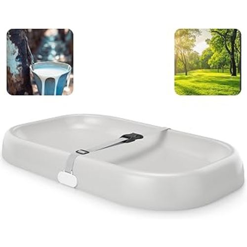 Changing Pad, Organic 100% Natural Premium Latex from Malaysia Jungle,27.6"×17" Skin-Friendly Surface, Easy to Clean, Non-Slip Design for Changing Tables and Dressers, IPX7 Waterproof(Gray)