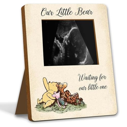 Winnie Baby Shower Decor - Picture Frame, Sign, Ultrasound Frame, Pregnancy Milestone Keepsake & Gender Reveal Decor