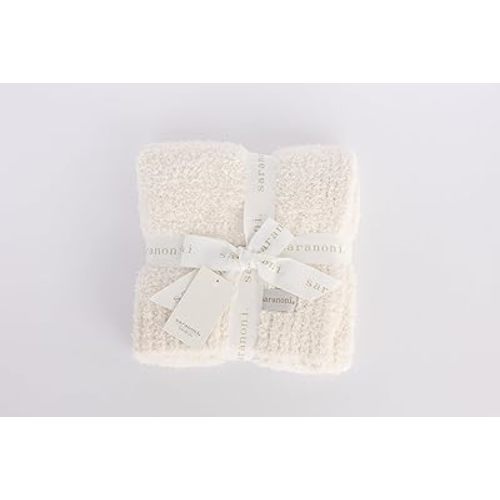 Saranoni Bamboni Luxury Baby Blanket | Cozy & Soft Plush Receiving Blankets | Perfect for Girls & Infant Baby Boy Blankets | Ivory - 30” x 40”