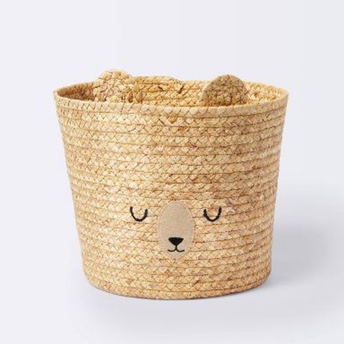 Braided Water Hyacinth Tapered Floor Basket Sleepy Bear - Cloud Island™