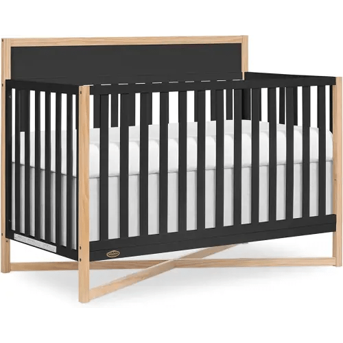 Dream On Me Owen 5-in-1 Convertible Full-Size Baby Crib in Matte Black, GreenGuard Gold & JPMA, Converts to Toddler, Day, & Full-Size Bed, Non-Toxic Paint, Safe Sleep Environment