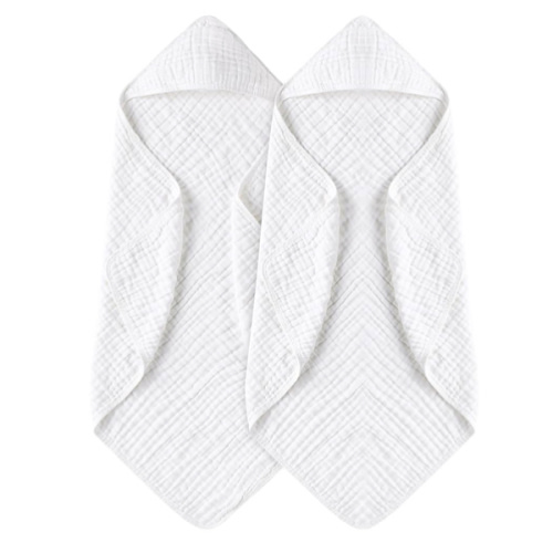 Yoofoss Hooded Baby Towels for Newborn 2 Pack 100% Muslin Cotton Baby Bath Towel with Hood for Babies, Infant, Toddler and Kids, Large 32x32Inch, Soft and Absorbent Newborn Essential
