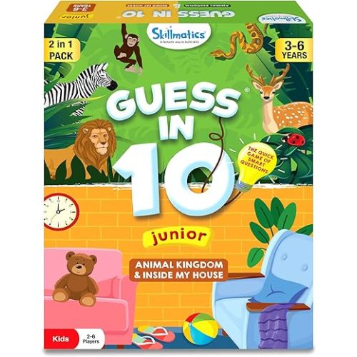 Skillmatics Card Game - Guess in 10 Junior Animals & Inside My House Combo, Quick Game of Smart Questions, Gifts & Fun Learning for Ages 3 to 6