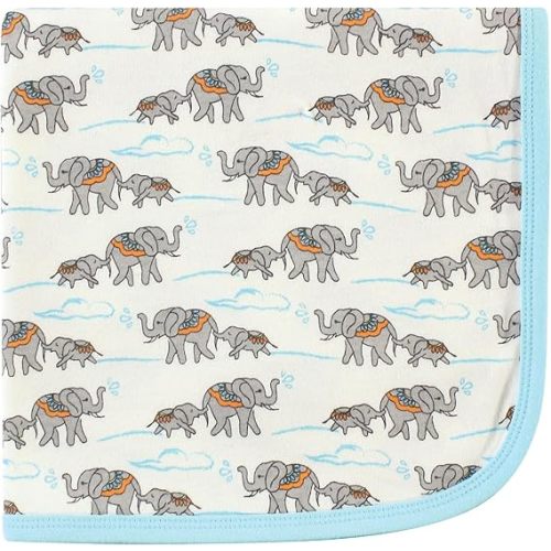 Touched by Nature Unisex Baby Organic Cotton Swaddle, Receiving and Multi-purpose Blanket, Elephant, One Size