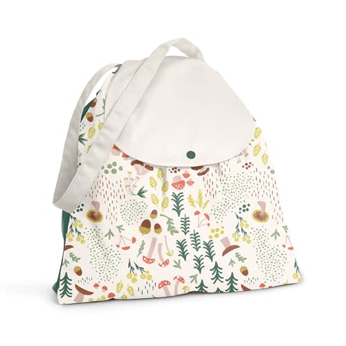Esembly Day Bag – Reusable Wet and Dry Bag Made From Recycled Fabric With Dual Waterproof Compartments for Cloth Diapers, Swimsuits, Toiletries, and Snacks - Fantastic Fungi