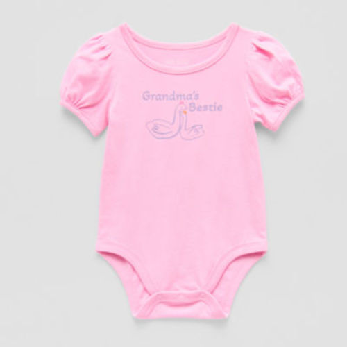 Okie Dokie Baby Girls Round Neck Short Sleeve Bodysuit