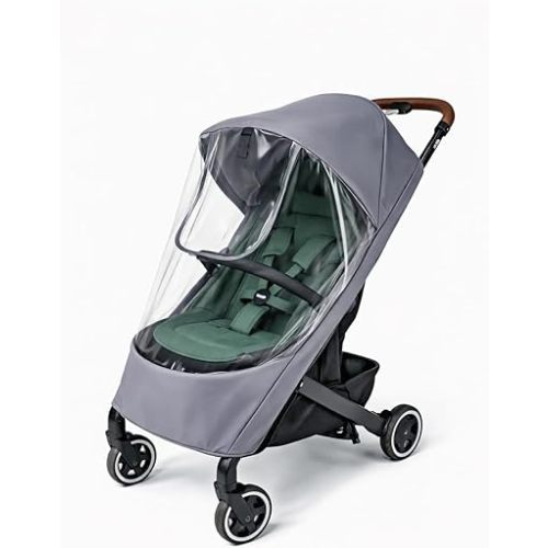 Stroller Rain Cover Compatible with Joolz AER+ & AER 2 – Clear Weather Shield with Front Access Window, Ventilation Holes & Built-in Storage Pouch, Full Coverage Protection from Rain, Wind & Snow