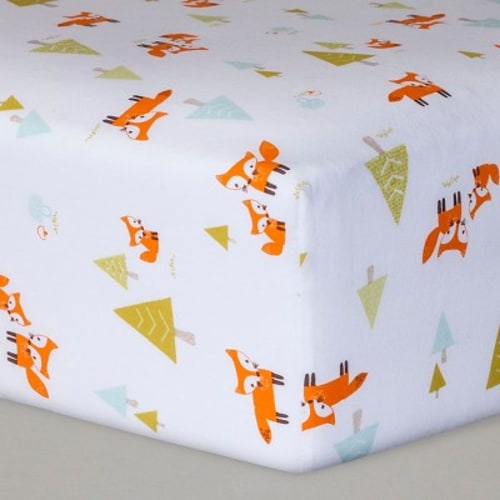 Fitted Crib Sheet - White, Woodland Trails