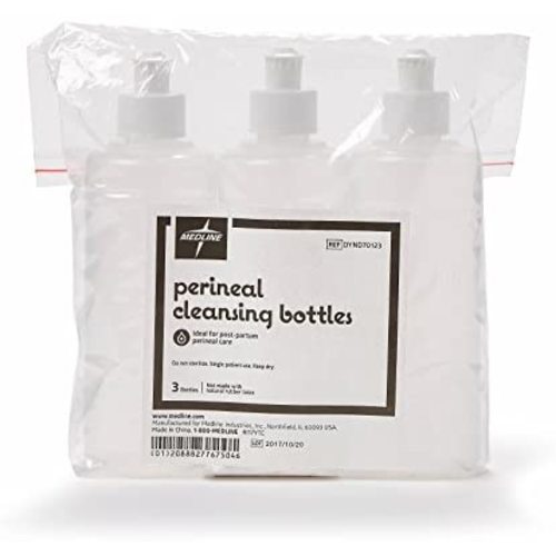 Medline Squirt Bottle, Postpartum Peri Bottle, 3 Pack, 8 oz Perineal Irrigation Bottle, Cleansing Bottle for new moms or bidet use