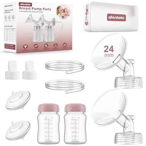 Pump Parts Compatible with Spectra S1/S2/9Plus Breastpump, Full Set Replacement Parts for Spectra Include 24mm Flange,Duckbill Valve,Backflow Protector,Tube,Bottle, Not Original S2/S1 Accessories