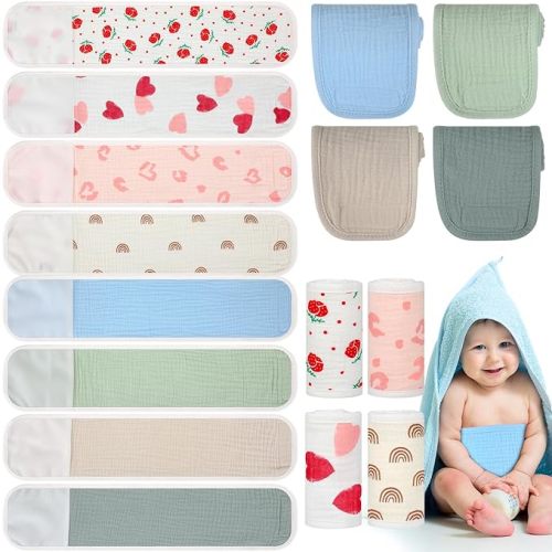Vabean 8 Pcs Umbilical Cord Cover for Newborn Belly Button Binder for Baby Umbilical Hernia Belt Belly Band Comfort Adjustable Cotton for Newborn Protection Baby Gifts for 0 To12 Months(Cute)