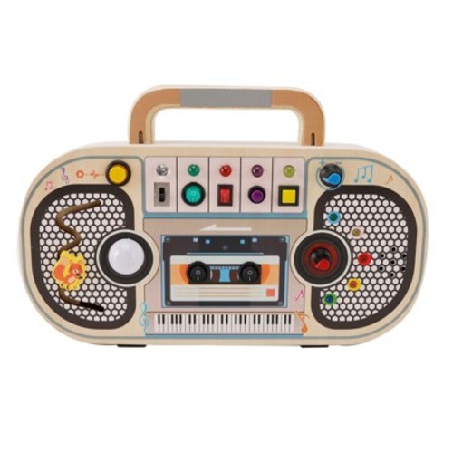 Topteng Montessori Wooden Busy Board, 5 Music Toggle Switches Toy