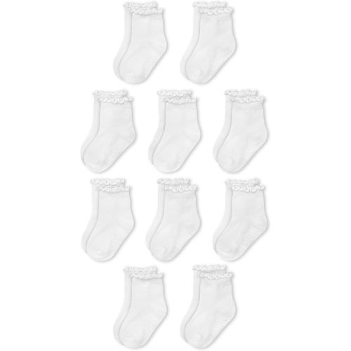 Fruit of the Loom Ruffle Socks for Girls - Cotton Grip Socks for Baby & Toddler