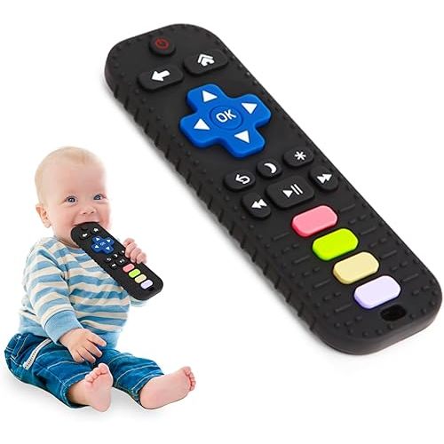 Hooku Silicone Teethers for Babies 0-6 Months, Teething Toys for Babies 6-12 Months, Baby Remote Control Toy, Infant Toys 0-3 Months, Sensory Chew Toys, Toddler Newborn Baby Girl Boy Gifts