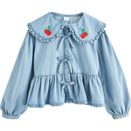 Kids' Cherry Collar Denim Top, 4Y