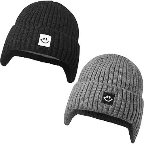 MaxNova 2 Pack Baby Beanie Toddler Winter Hat with Earflap for Girls Boys 0-8 Years