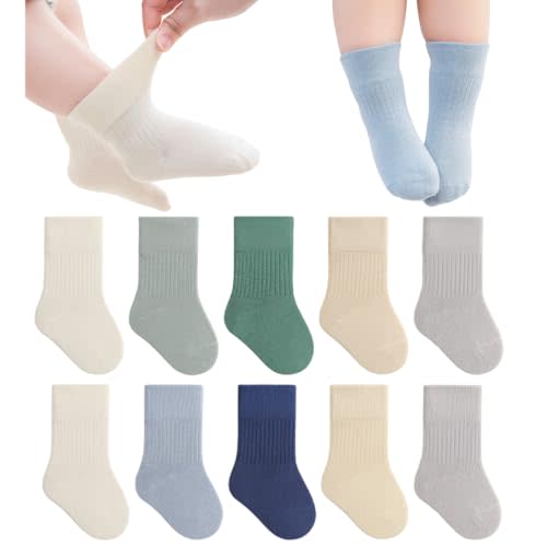 Adeimoo Newborn Cotton Crew Socks Unisex Baby Solid Color Sock Ankle Socks for Boy Girls Infant Toddlers