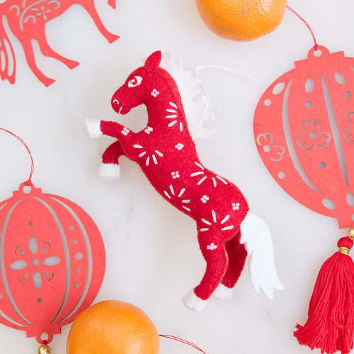 Chinese Red Horse Ornament