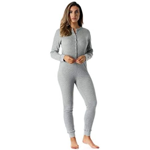 #followme Women's Thermal Henley Onesie Union Suit