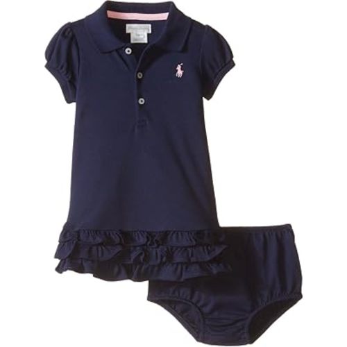 Ralph Lauren Baby Girls 2pc Cupcake Dress Set (9 Months, French Navy)