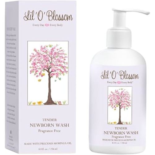 Lil 'O' Blossom Tender Newborn Wash Fragrance Free - Superbly Gentle Head to Toe Cleanser for even the most sensitive Newborns and Babies