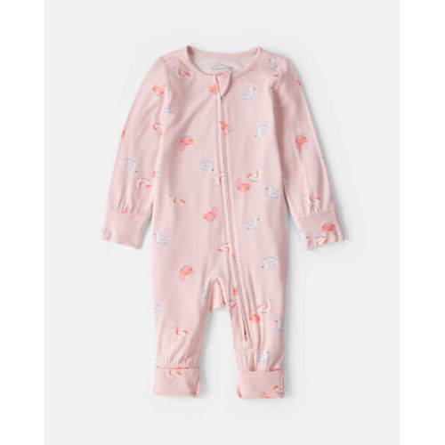 Baby Girl Flamingo PurelySoft™ 2-Way Zip Sleep & Play Pajamas - Pink | Carter's