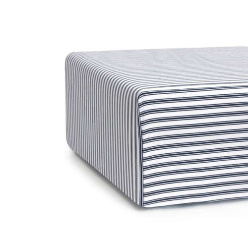 Luxe Premium Percale Crib Sheet in Navy French Ticking