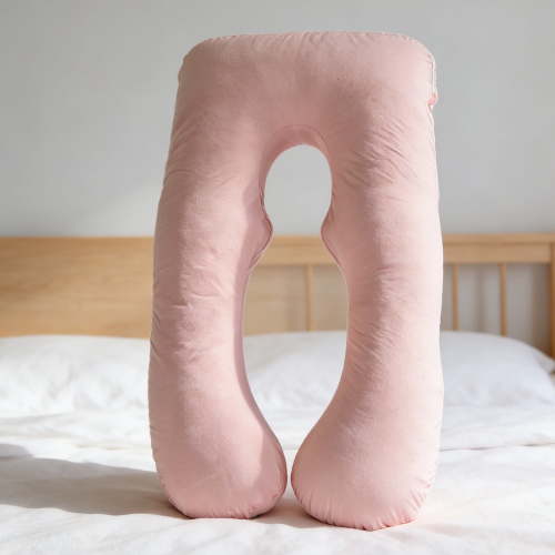 Ergonomic Supportive U-Shape Pregnancy Pillow for Side Sleeper, Pink