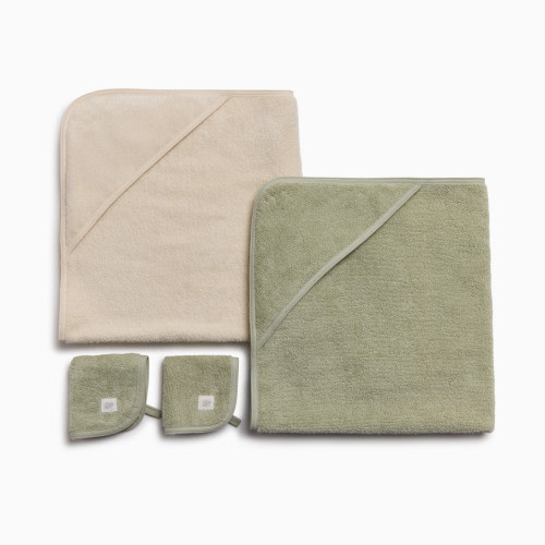 Tiny Kind Organic Bath and Towel Spa 4 Piece Set - Desert Sage/Antique White, 0-24 M