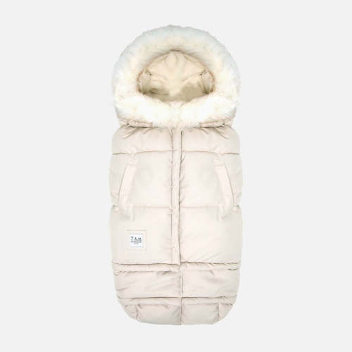 7AM Enfant Blanket 212 Evolution - White Fur & Beige Heather