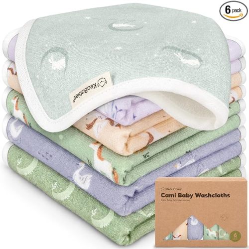 6-Pack Cotton Baby Washcloths for Newborn - Organic Cotton Muslin Soft Wash Cloths for Babies, Infant, Kids, Toddler Towels for Boy, Girl, Super Absorbent Face Cloths, Scratch-free Baby Rags (Lunaris)
