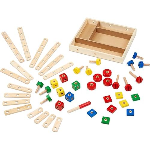 Melissa & Doug Wooden Construction Building Set in a Box (48 pcs)