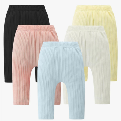 Baby and Toddler Girl's 5 Pack Cotton Ribbed Pull On Pants Leggings 0-4 Years