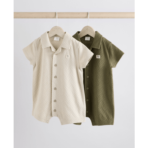 Buy Neutral/Khaki Textured Baby Rompers 2 Pack from Next USA