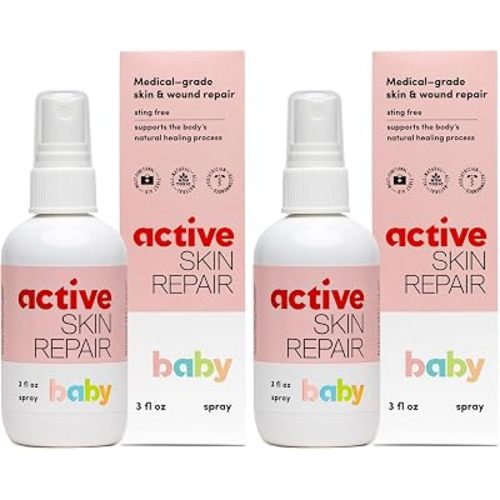 Active Skin Repair Natural, Non-Toxic, No Sting Baby Spray First Aid Safe For Use on Diaper Rash, Baby Acne, Eczema, Cuts, Wounds, Scrapes, and Other Skin Irritations (3 oz. Spray) (Pack of 2)